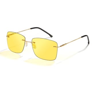 Cyxus Sonnenbrille für Herren, polarisiert, klassisch, UV400, zum Autofahren, Angeln, Reisen, 35-Objektiv Gelb Tempel Gold