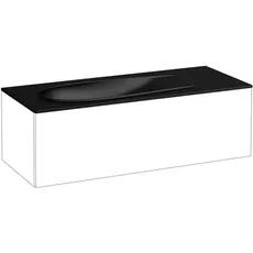 Laufen Il Bagno Alessi Aufsatzwaschtisch, 1 Hahnloch, ohne Überlauf, mit Ablaufventil, 120x50cm, H817979, Farbe: Schwarz Matt