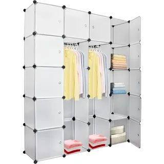 SWANEW Kleiderschrank Kinderschrank Regal Stabil DIY Steckregal Garderobe Kreativität - Weiß