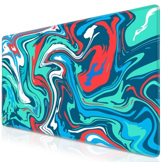 Abetcabe Gaming Mauspad XXL, Mousepad 900 x 400mm, Fluid Art Mauspad groß Vernähte Kanten WassXerdicht Anti-Rutsch für PC, Laptop Verbessert Präzision und Geschwindigkei