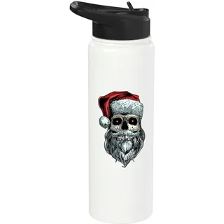 Gruseliger Weihnachtsmann Totenkopf Weihnachtsmann Totenkopf mit Bart Stainless Steel Insulated Water Bottle