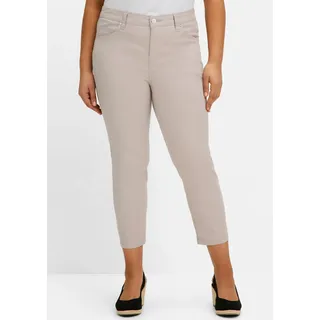 sheego 7/8-Hose SHEEGO, Damen, Gr. 42, Normalgrößen, beige, 98% Baumwolle, 2% Elasthan, unifarben, Hosen 7/8-Hose