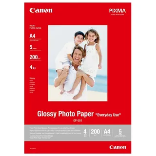 Canon GP-501 glänzend weiß - DIN A4 5 Blatt für Tintenstrahldrucker - PIXMA Drucker (170 g/qm)