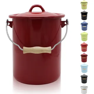 Krüger Emaille Mülleimer 3 l Rot