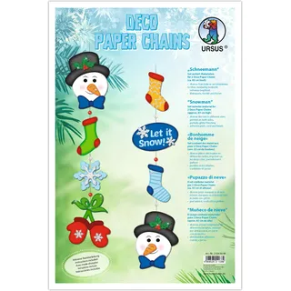 Ursus 21640099 - Deko Papierketten Bastelset, Schneemann, für 2 Ketten zu je ca. 75 cm, als Raumdekoration für die Weihnachtszeit