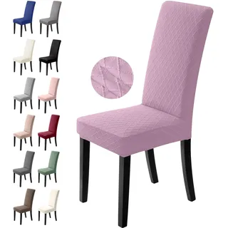 BalladHome Stuhlhussen 4er Set Stretch Stuhlbezug Stuhlüberzug Esszimmerstühle Bezug Universale Elastische Hussen waschbar Abnehmba für Hotel, Bankett, Büro, Partys Deko (4 Stück, Lila)-L