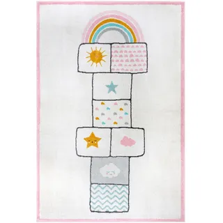 Hanse Home Kinderteppich , Creme, Hellrosa , Textil , Regenbogen , rechteckig , 120x170 cm , Oeko-Tex® Standard 100 , für Fußbodenheizung geeignet, in verschiedenen Größen erhältlich, pflegeleicht, strapazierfähig, leicht zusammenrollbar , Teppiche und Böden, Teppiche, Kinderteppiche