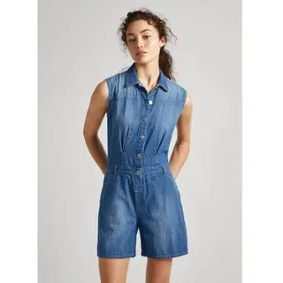 Pepe Jeans für Damen. PL230488 Jess blaue Latzhose (S), Lässig, Baumwolle, Denim, Ärmellos / Hosenträger, Nachhaltig