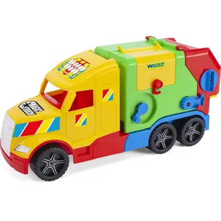 Wader 36331 - Magic Truck Müllwagen mit Förderband und leuchtenden Scheinwerfern, Größe ca. 59,5 cm, für Kinder ab 3 Jahren, geeignet als Geschenk für kreatives Spielen
