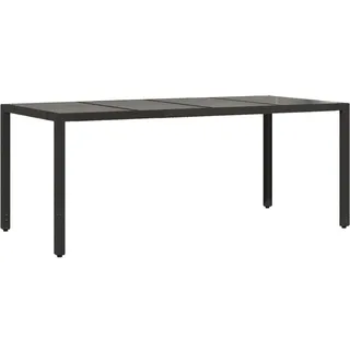 vidaXL Gartentisch mit Glasplatte Schwarz 190x90x75 cm Poly Rattan - Schwarz