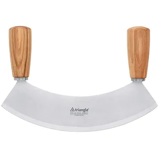 triangle Wiegemesser 23 cm - Kräutermesser & Pizzamesser - Made in Germany | Einschneidige Klinge, gehärtet, Kernesche-Holzgriff, handgeschärft – Made in Germany/Solingen