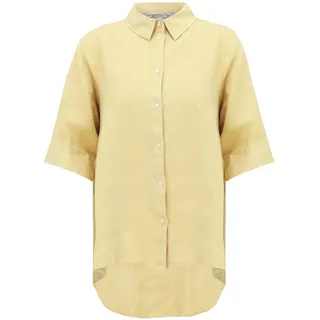 Klassische Bluse CARTOON "Leinenbluse mit Kragen", Damen, Gr. 36, gelb (weeping willow), Obermaterial: 100% Leinen LI., Blusen Klassische Bluse