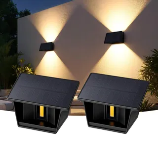 VIIIVA 2 Stück Solarlampen für Außen, 3000K Warmweiß Solar Wandleuchte, IP65 Wasserdicht, 0°-120° Verstellbar Up and Down Leuchten für Garten Balkon Terrasse Treppen