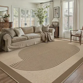 PureCozy Outdoor Teppich Wohnzimmer 160x230cm Outdoorteppich Wetterfest Balkon Beige Teppiche Jute Optik Waschbarer rutschfest Groß Carpet Terrassen Garten Esszimmer BüRo Indoor Rug