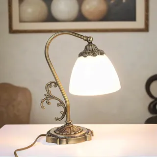 Jugendstil Nachttischleuchte Tischlampe Echt Messing Bronziert Beistell Lampe