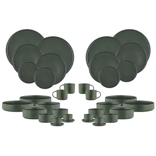 BJORN SCANDI Geschirrset Komplett – Skandinavisches Service für 4 Personen, Teller Schalen Becher Tassen, langlebiges stapelbares Geschirr