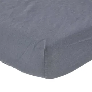 Homescapes Leinen-Spannbettlaken extra hoch, 60% Leinen & 40% Baumwolle , Dunkelgrau , Textil , Uni , Rechteckig , 90x190 cm , Oeko-Tex® , Heimtextilien, Bettwäsche & Leintücher, Leintücher, Bettlaken