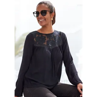 Buffalo Spitzenbluse aus gewebter Viskose, sommerlich, Boho-Style, schwarz