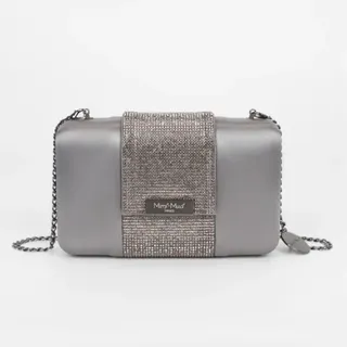 Clutch Tasche Mit Silberner Strassstreifen - Mimi Mua