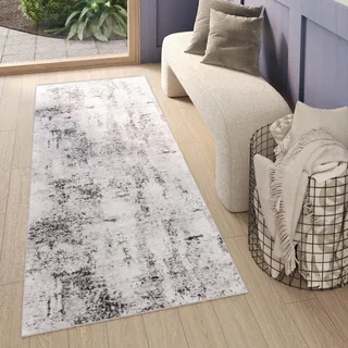 Tapiso Teppichläufer SKY Modern Beige Grau Hellgrau 80 x 500 cm - Beige