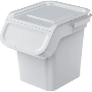 Kaddi Q Abfalleimer 20L mit Aktivkohlefilter, Mülltrennungsbehälter Deckel Recycling Recyclingbehälter Abfallsortierkorb Behälter (Aschgrau) - Grau