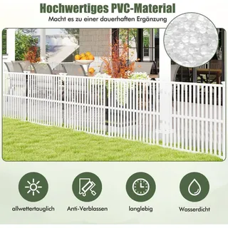 Gartenzaun 2-teilig 114 cm hoch Zaun mit Pfosten & Schutzkappen Sichtschutzzaun Weiß - Weiß