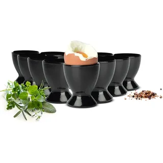 6 schwarze Eierbecher aus Glas Eierständer Eierhalter Glaseierbecher