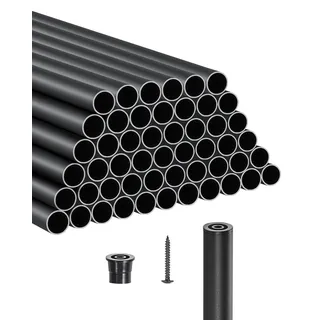 Vevor Geländerstab, 51er-Set, φ19x914 mm Aluminium-Treppenbaluster, Zierstab, runder Stab, Hohldeckgeländer mit Geländerkappen und Schrauben für Treppen, Veranda, Terrasse, Zaun, schwarz