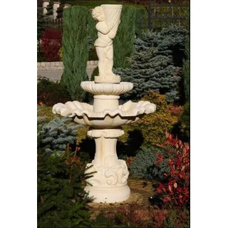 Springbrunnen Garten Teich Brunnen  Steinbrunnen Gartenbrunnen Stein Fontaine - Weiß