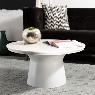 SAFAVIEH Modern Accent Table with Iron Legs, in White and White, 77 X 77 X 36.83