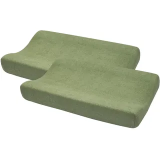 Meyco Baby Wickelauflagenbezug Frottee - 2er Pack - 50x70cm - Spannbetttuch Wickelunterlage - 80% Baumwolle - Oeko Tex zertifiziert - weich - waschmaschinenfest - Olive Grün