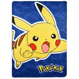 Pokemon Decke, Design: Pikachu, Decke für Sofa, Bett, Fleecedecke, weich und warm, Geschenk für Kinder und Jugendliche, 100 x 150 cm