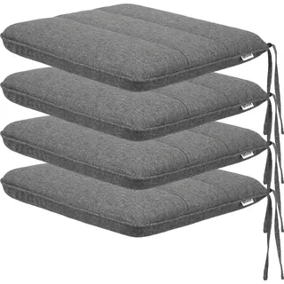 PillowPrim Gartenmöbel Set mit 4 Kissen, für Stuhle, Sessel und Gartenbänk, outdoor, Liegenauflage, Polster, Sofa, Universalpolster, Graphit, 50 x 43 x 6 cm - Grau