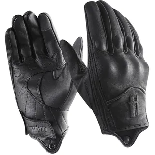 Harssidanzar Herren Winter Warm Goatskin Leder Touchscreen Motorrad Handschuhe GM041EU,Schwarz (Fleecefutter),Größe L