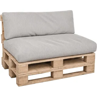 Cloud Pillow Palettenkissen 120x80 cm für Europaletten – Outdoor Sitzkissen mit Cord Rückenkissen & abnehmbarem Bezug für Gartenmöbel Grau - Grau