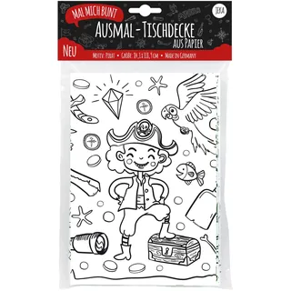 Ausmal-Tischdecke Pirat, Papier-Tischdecke zum Ausmalen Pirat, Ausmalbilder Pirat, Kindergeburtstag Piratparty, Mal Mich Bunt