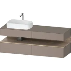 Duravit Qatego Konsolenwaschtischunterbau, 2 Auszüge, 2 Schubkästen, Ausschnitt links, 1600x550x600mm, Nische Eiche Mamoriert, QA4777055, Farbe: Basalt Matt