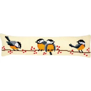 Vervaco Zugluftstopper "Kohlmeisen", Stickbild vorgezeichnet, 80x20cm - Beige