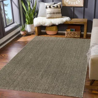 TT Home In- und Outdoor Loop Teppich Modern Robust Wetterfest Für Terrasse Wohnzimmer Küche Einfarbig Naturtöne Weiche Struktur Größe 200x280 cm - Grün