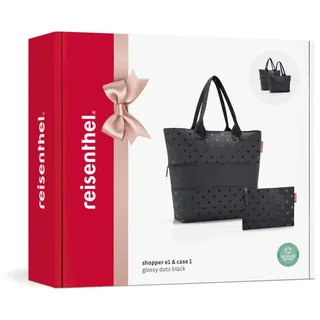 Reisenthel shopper set glossy dots black - B/H/T ca. 38,00x8,00x35,00