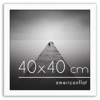 Americanflat Bilderrahmen 40x40 cm aus MDF-Holz mit bruchsicherem Plexi-Scheibe - Bilderrahmen quadratisch 40x40 mit integrierter Aufhängung für die Wand - Weiß