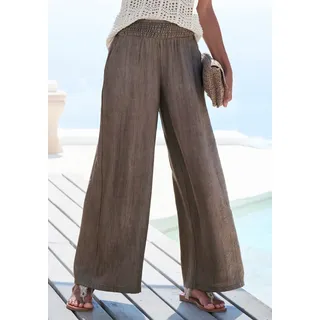 Schlupfhose LASCANA "aus leichter Webware", Damen, Gr. 38, N-Gr, braun, Crêpe, Obermaterial: 65% Viskose, 35% Polyester, unifarben, figurumspielend lang, Hosen Schlupfhose, luftig-leichte Sommerhose, Strandhose, Topseller