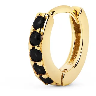 SINGULARU - Einzelner Creolen-Ohrring Cleo M Black. Sterlingsilber mit 18 kt Goldbeschichtung. Schmuck für Damen