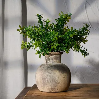 PORCER 15,2 cm Antike Keramikvase, Terrakotta, Boho-Dekor, Bauernhaus, Rustikale Dekoration für Wohnzimmer, Eingang, Hochzeit - Grau
