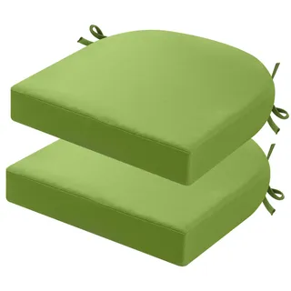 PRIMEPATIO Stuhlkissen für draußen, 2er-Set, Terrassenstuhlkissen für Gartenmöbel, wasserdicht, mit Bändern, Sitzkissen für draußen, Terrassenstuhlpolster, Esszimmerstuhl, 50x50, Grün