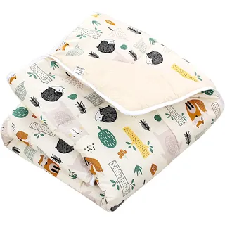 TupTam Krabbeldecke für Baby 120x120 cm - Gepolsterte Spieldecke Baby Baumwolle, XXL, OEKO-TEX, Weich & Hautfreundlich, Farbe: Wald/Beige