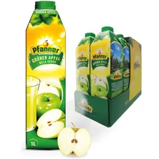 Pfanner Grüner Apfelgetränk (8 x 1 l) - Apfel mit 40 % Fruchtgehalt – Fruchtgetränk mit Apfelmark im Karton