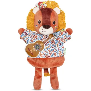 Lilliputiens, Jack der Löwe, Handpuppe, ab 2 Jahren | Musiker mit Gitarre und gewebtem Papageien-Etikett zum Geschichtenerzählen, recyceltes Polyester, 36 cm