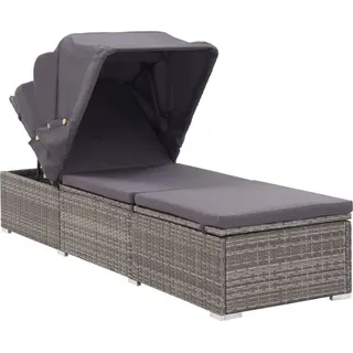 VidaXL 46248, Lounge, Gepolsterter Sitz, Polyrattan, Stahl, Grau, 600 mm, 1950 mm - Grau