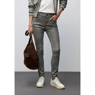 Stoffhose STREET ONE "Style York", Damen, Gr. 46, Länge 30, grau (balsam grün), Web, Obermaterial: 79% Viskose, 18% Nylon, 3% Elasthan, unifarben, regular fit lang, Hosen Stoffhose, mit Taschen